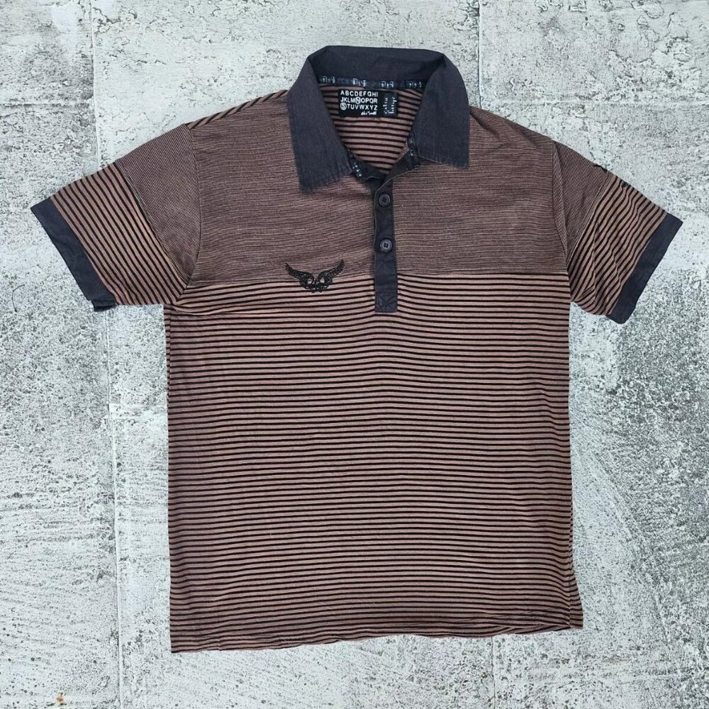 Niel Smith Men Polo T Shirt Brown/Black Short Sleeve Tee Size S